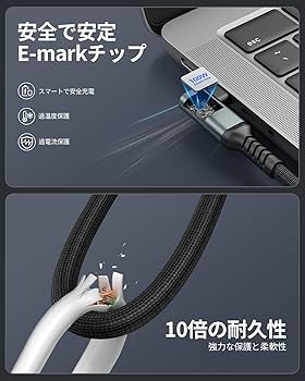 Amazon.co.jp: SUNGUY USB-C & USB-C ケーブル L字 2M 20Gbps